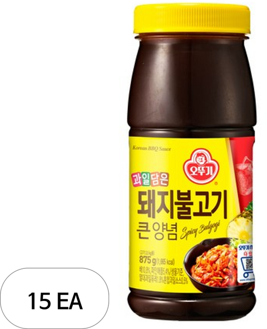 오뚜기 돼지불고기 큰 양념, 875g, 15개