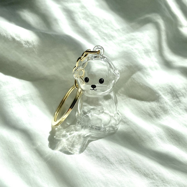 맘스크 강아지 털뭉치 털 보관 투명 캡슐 가챠 댕댕이 반려동물 키링, 1개, 배추