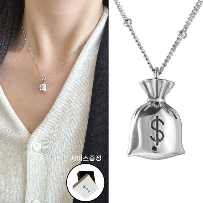 꽃소담 여자 복주머니 체인 목걸리 재물운 성공운 패션 목걸이 HZHF3898