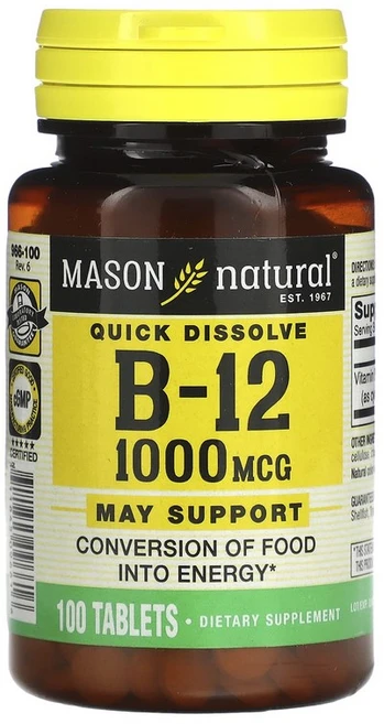 메이슨 내추럴 비타민b 12 1000 mcg 100 타블렛, 1개, 100정 - 쿠팡