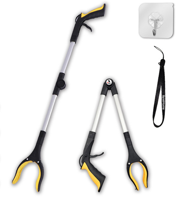 잡아바 접이식 다용도집게 청소 플로깅 신발 쓰레기 집게, 노란색, 1개