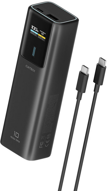 쿡테크 10 파워뱅크 10000mAh 150W 고속 충전 맥북 프로 100W MAX 노트북 보조배터리/ 삼성 45W 보조배터리/여행용 기내반입/18개월 무상 A/S, 블랙