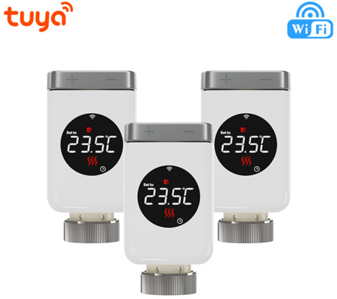 와이파이 온도 조절기 Tuya 스마트 WiFi 조절 라디에이터 밸브 TRV 프로그래밍 가능한 APP Alexa Google 홈이 포함된 원격 컨트롤러 히터, 5)TRV801W 3PCS, 기타