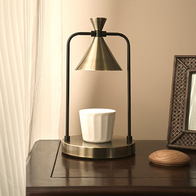 ERANSTAR 브론즈 캔들워머 전기 향초 램프 빈티지 무드등 레트로 인테리어 조명, 브론즈 블랙