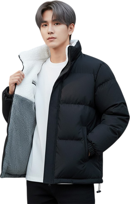 男士防風夾克 保暖羊羔絨內裡