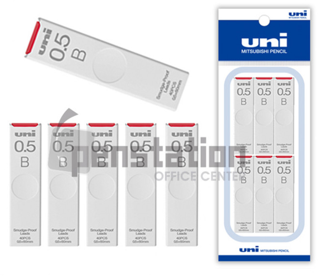 UNI 유니 샤프심 0.5mm HB/B 세트, 유니 UL-S-(B)0.5mm 6개 세트