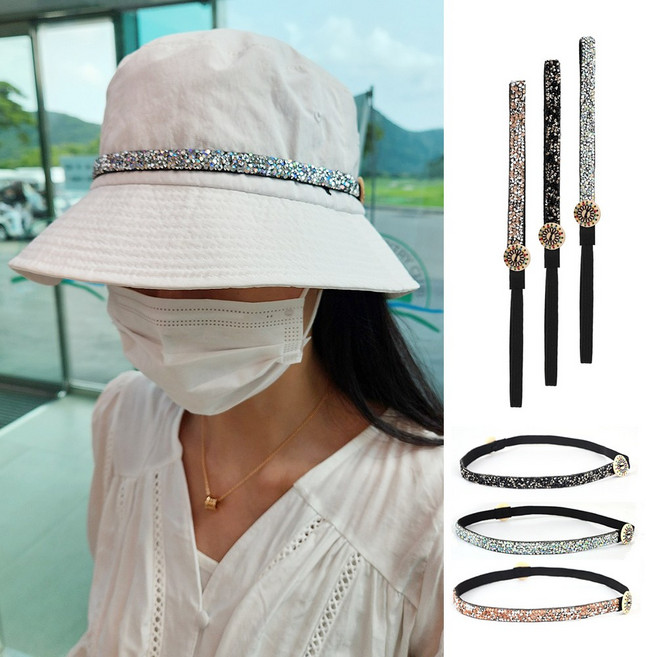 KN381 2개세트 큐빅 머리띠 모자날림방지 헤어밴드