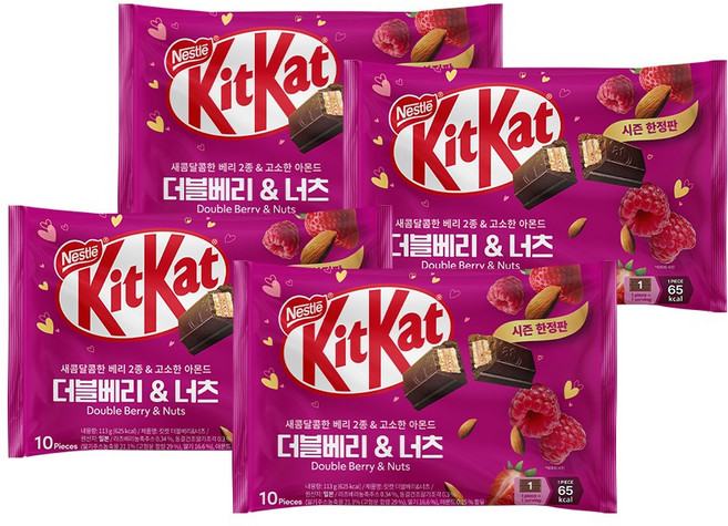 KitKat 더블베리 너츠 초콜릿 10p, 113g, 4개