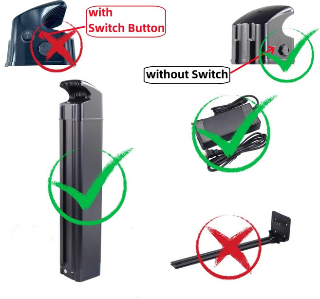 벨레트릭스 폴더블 전기자전거 배터리 실버 피쉬 36V 8Ah 10Ah 13Ah 15Ah 20Ah V 리튬이온 전기자전거용, [04] 36v15ah 3A no Switch