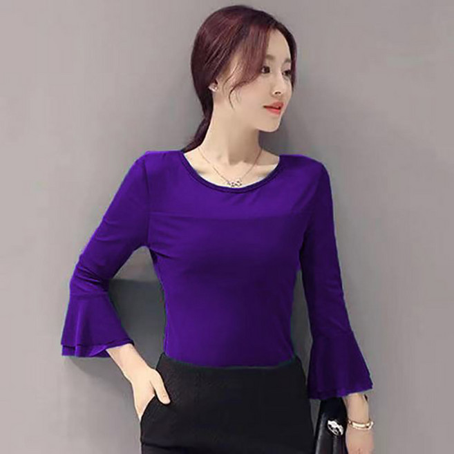 페이준 라인라틴 댄스복상의 7부소매 블라우스 슬림핏 망사 나팔 티셔츠 수련복 단체공연복 BE252