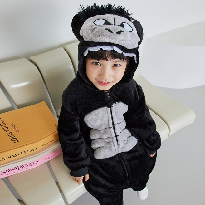 맘앤대디 동물잠옷 수면잠옷 지퍼형 파자마 고릴라