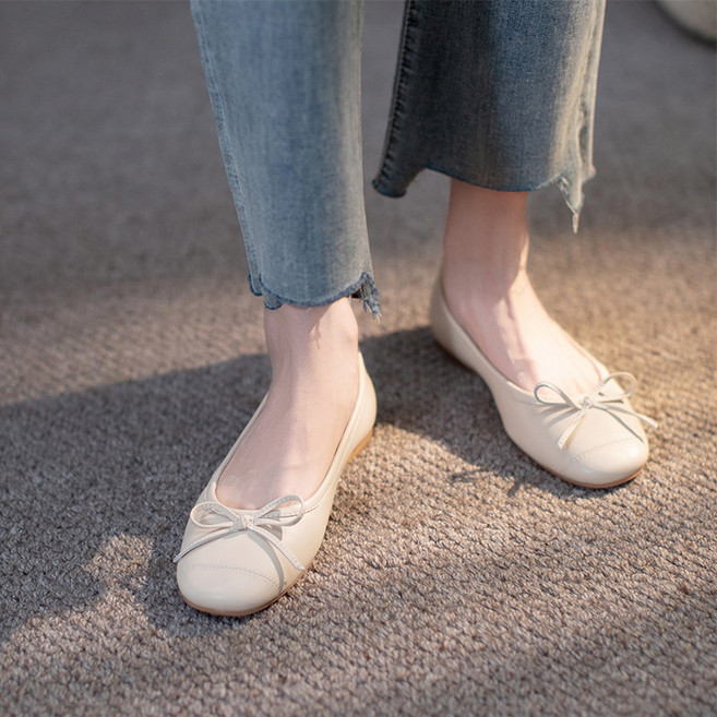 엘엑스 발편한 구두 양가죽 플랫슈즈 통굽 승무원 단화 리본 플랫슈즈