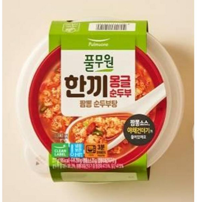 풀무원식품 한끼몽글순두부 짬뽕순두부탕 277g, 4개