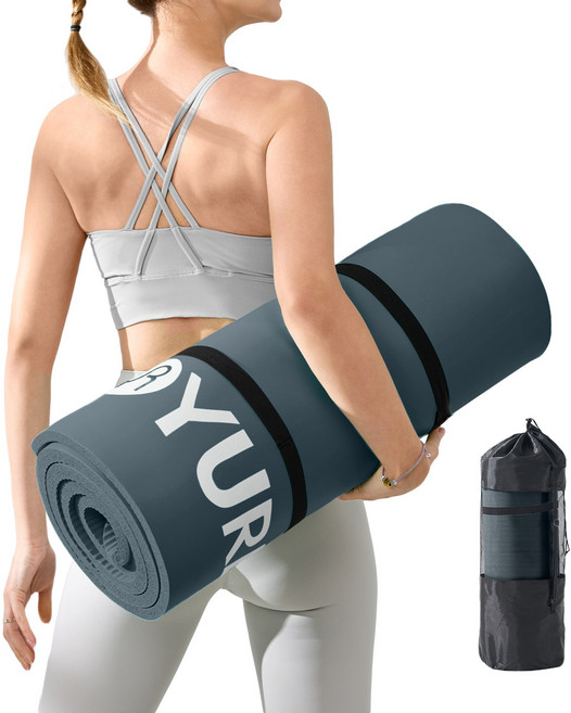 유렌 NBR 두꺼운 요가매트 20mm 195x61cm 푹신한 운동매트, 네이비, 1개