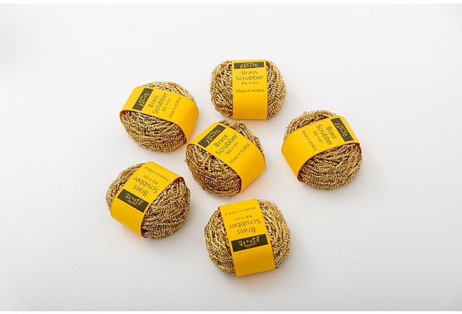 (국산) 황동 수세미 2P 6P 찌든때 주방 식당 설거지 수세미, 1개, 6개