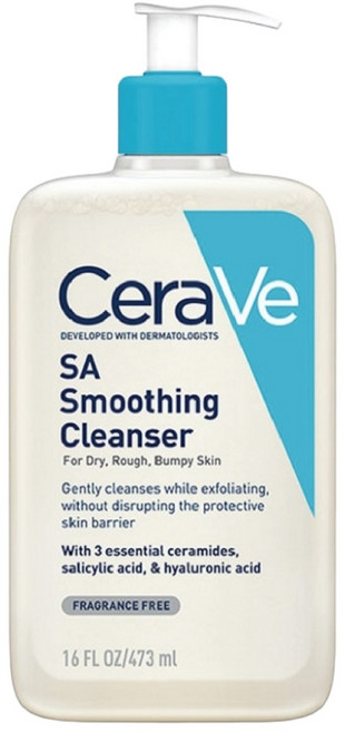 CeraVe 適樂膚 SA Smoothing Cleanser 水楊酸煥膚淨嫩潔膚露 溫和去除角質 淨化毛孔, 1個, 473ml