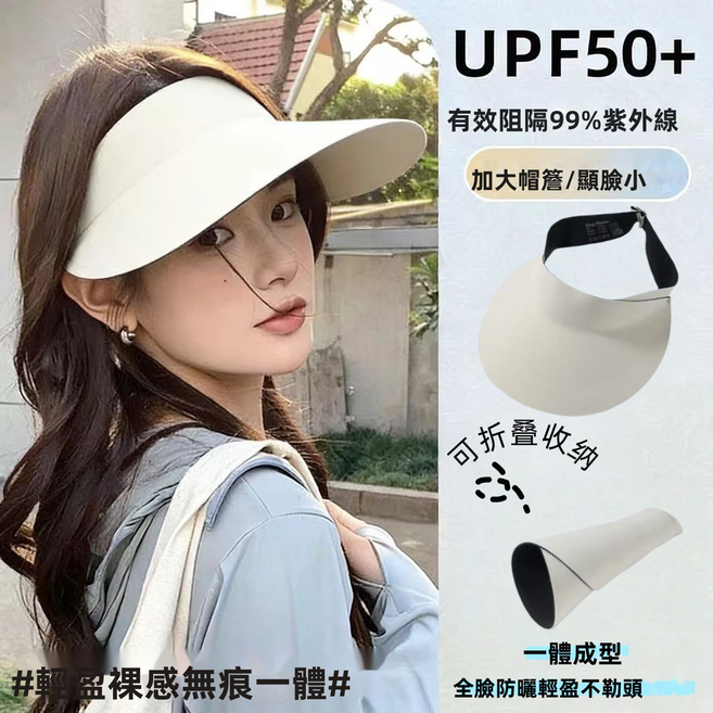 GUEFOON加厚寬帽簷空頂遮陽帽