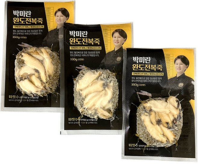 완도 프리미엄 비리지 않는 박미란 전복죽, 160g, 3개