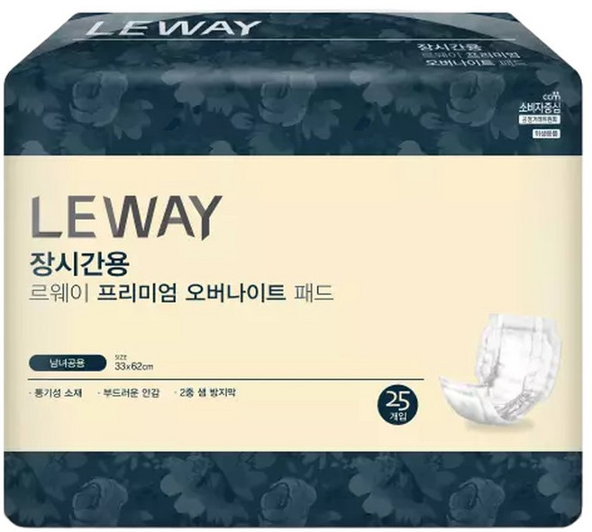 미래생활 장시간용 르웨이 프리미엄 오버나이트 패드 25개입 4팩 (총100개), 4개