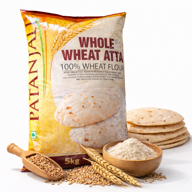Patanjali WHOLE WHEAT ATTA (통 밀가루), 1개, 5kg