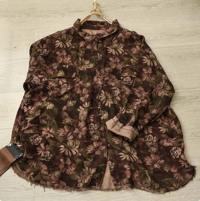 【碎花百搭】女式襯衫 長袖襯衫 印花襯衫 雪紡襯衫 寬鬆上衣 韓版小衫 粉色碎花 秋季薄款 通勤休閒兩穿