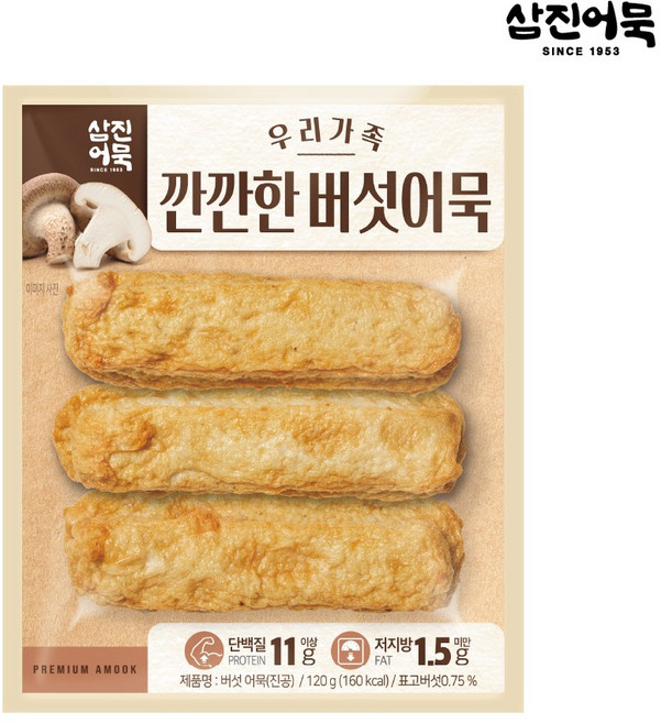[삼진어묵] 우리가족 깐깐한 버섯어묵 (120g), 1개, 120g, 기타