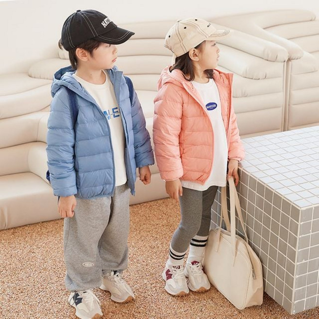 UNI키즈 남여공용 초경량 덕다운 패딩 휴대용 파우치, 130, 그레이(Gray)