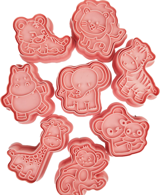 캐롯캐롯 동물전신 쿠키틀 클레이몰드 베이킹도구 8종 (밀대 증정), 핑크, 1개