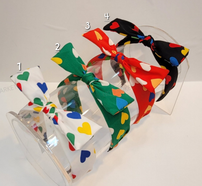 달랑샾 알록달록 컬러 깜찍 국내제작 하트 와이어 리본 헤어밴드 머리띠 캐릭터 어린이집