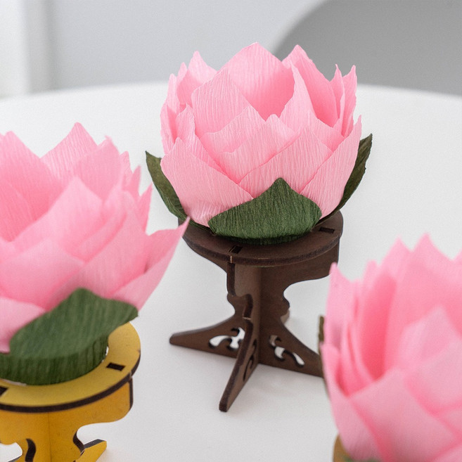 원모심려 미니 불교 연등 연꽃등 연꽃 만들기 키트 재료 어르신 부처님 오신날 석가탄신일 프로그램, 1개, 연꽃무드등만들기