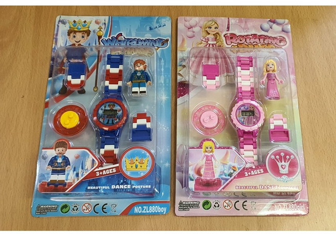 [아띠엘] 미니블럭 레고시계 2종 360도회전 길이조절 손목시계 어린이날선물 사은품 유치원 어린이집 생일선물 남아 여아, 핑크레고시계, 1개