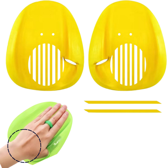 슬로우믹스 수영 패들 끈이 필요없는 훈련용, 옐로우