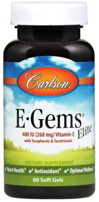 칼슨랩 E-Gems 엘리트 400IU 비타민E 60캡슐 토코페롤, 없음, 없음, 60정, 1개 - 쿠팡