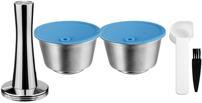 돌체 구스토 캡슐 실리콘 슬리브 용 리필 가능 스테인레스 스틸 메탈 돌치 커피 메이커 스쿱 탬퍼, 2pcs-Ti, 한개옵션1