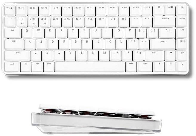 [아마존4.5+ 미국출고 151190] Macally Mac용 무선 기계식 키보드 | 호환 블루투스 애플 (75% 사이즈 블루 촉각 스위치) 컴팩트 멀티 장치 맥북 프로/, 화이트