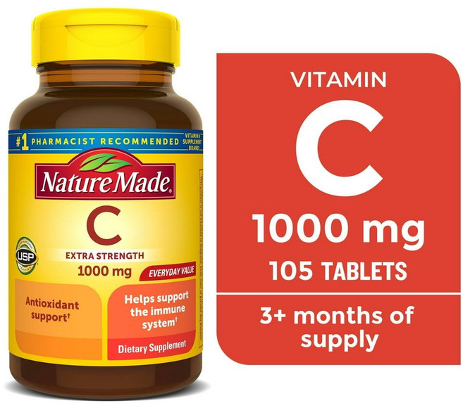 미국 네이처메이드 Nature Made Vitamin C 엑스트라 스트렝스 비타민C 1000mg 정, 4개, 105정