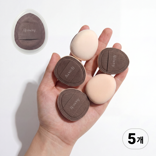 리즈니 미니 아기궁둥이 블러셔 팡팡 핑거퍼프, 퍼프 5개 + 케이스 5개