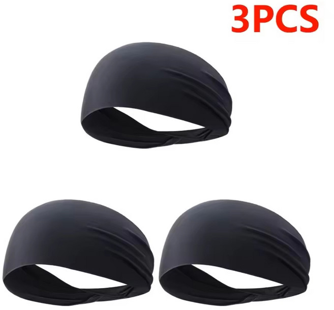 스포츠 헤어밴드 땀흘림방지 러닝 헤드밴드, 3개, 검은색