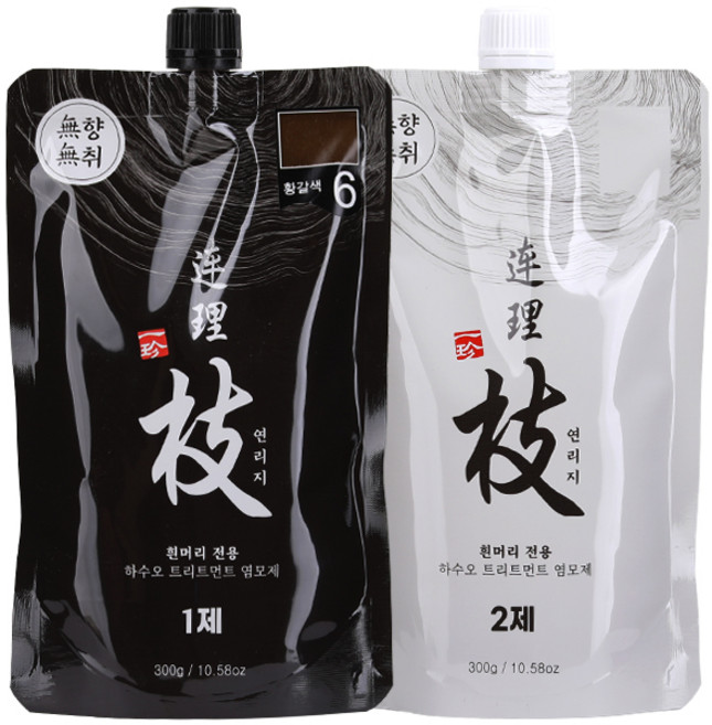 일진 연리지 하수오트리트먼트헤어칼라 1 2제 각300ml, 6.황갈색, 1개