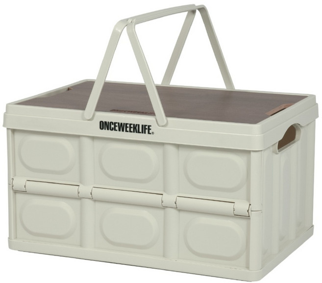 원스위크라이프 캠핑 손잡이 접이식 폴딩 박스, 아이보리