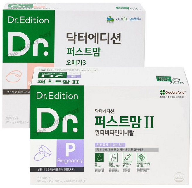 닥터 닥터 퍼스트맘2+퍼스트맘 오메가3 세트 임신 중기 출산 후 수유기 미네랄 식물성 EPA DHA, 1세트, 60.4g