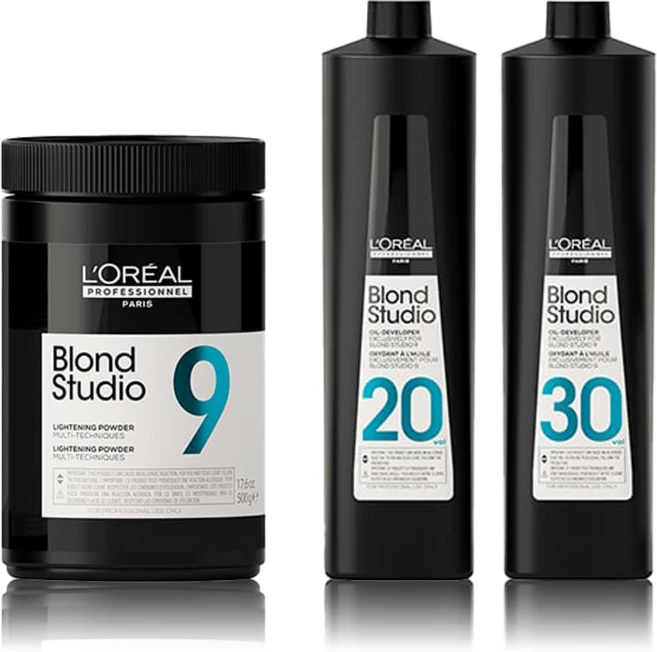 로레알 탈색약 블론드 스튜디오 9 + 로레알 블론드 스튜디오 오일 디벨로퍼 6% 산화제, 500g, 1개 - 쿠팡
