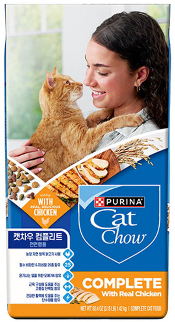 퓨리나 전연령용 캣차우 컴플리트 고양이 건식사료 / 고단백 사료, 면역/항산화, 1.5kg, 2개