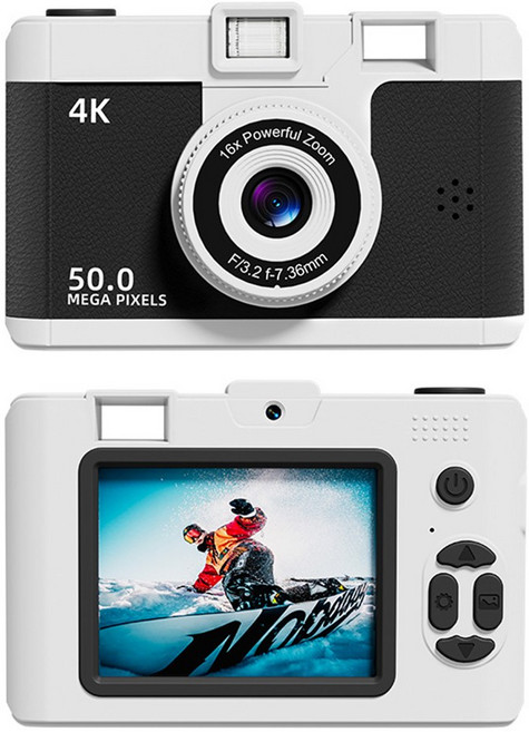 4K 數位相機 16倍變焦 5000萬像素 2.4吋螢幕 支援Wi-Fi 便攜自拍神器, 黑色M16