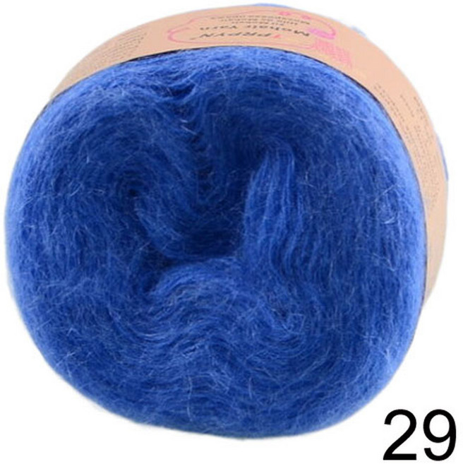 얇은 라나 모헤어 뜨개질용 개 TPRPYN 1 니트 플러시 원사 실크 푹신한 아크릴 50g 울 실 크로셰 솜털 라인, A29 qianbaolan, 1개