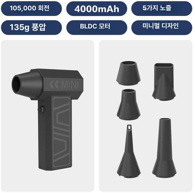 삶도우미 하이퍼건에어건 청소 하이퍼건 무선, 1mAh, P70 올블랙 110000 RPM 표준