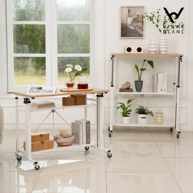 빈블랑 이동식 모션 테이블(1+1세트), 블랙+블랙