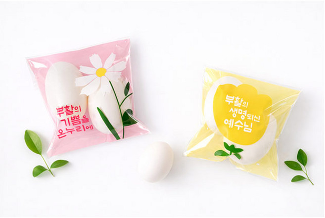 경지사 부활절 계란 2구 접착식비닐 2종 120매 부활절 계란포장 비닐봉투