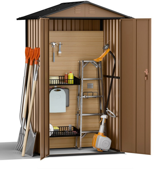 레드와이 조립식창고 4x3 조립이 쉬운 스틸창고 프리미엄 야외 미니 소형 이동식 간이 전원주택, 옵티머스 스틸4x3(브라운)