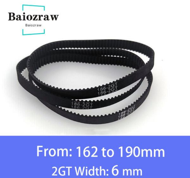 3D 프린터 부품 GT2 6mm 폐쇄 루프 타이밍 벨트 162 170 1pcs, 01 width 6mm, 08 2GT-182mm
